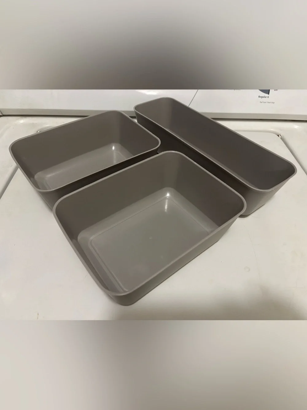 Minimalist Gray Plastic Storage Bins Set of 3